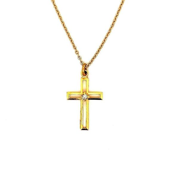 Faux Gold Cross Necklace - Picture 1 of 3